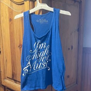 Black Matter i’m high on music Vibrant Blue Graphic Tank Top size S